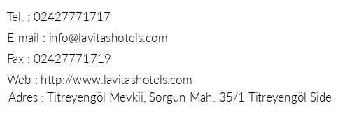 Riolavitas Spa & Resort Hotel telefon numaralar, faks, e-mail, posta adresi ve iletiim bilgileri